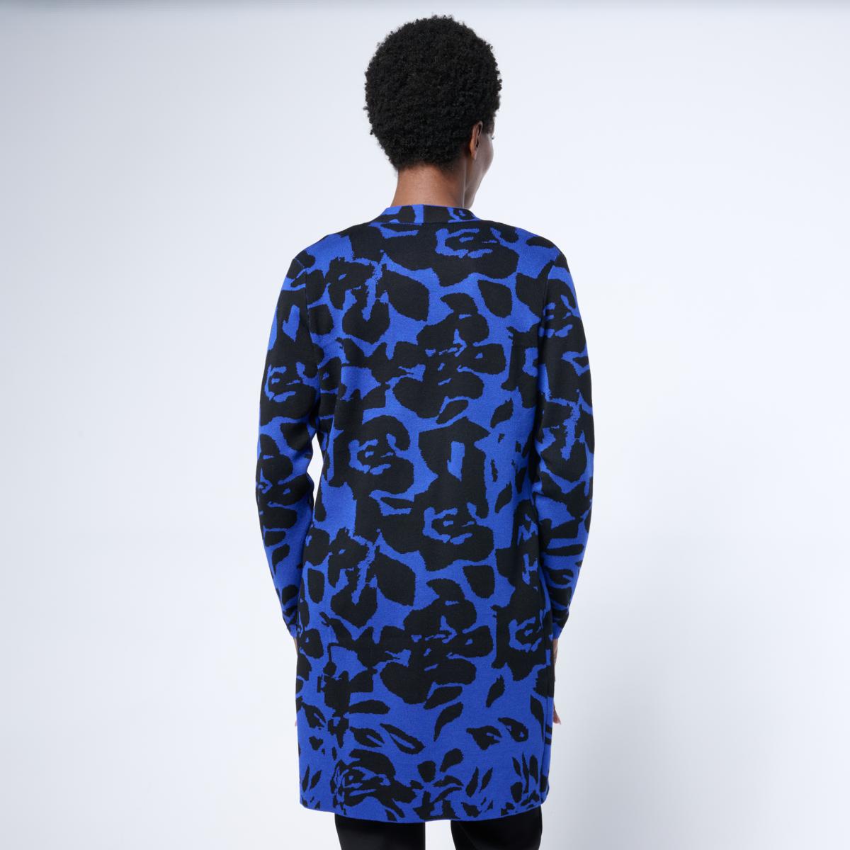 Nina Leonard Sweater Knit Jacquard Long Cardigan | HSN