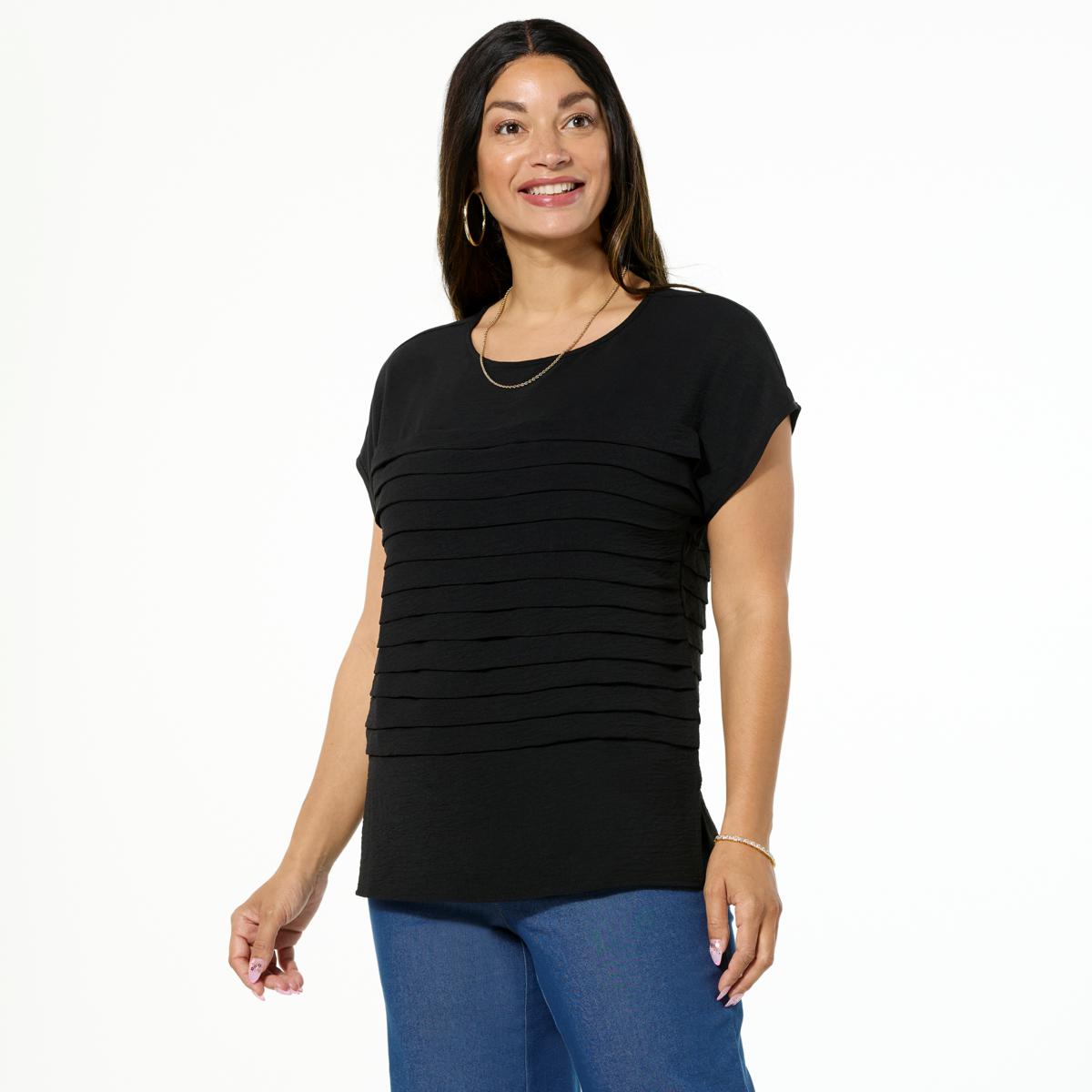 Nina Leonard Textured Wave Boatneck Top - 23485163 | HSN