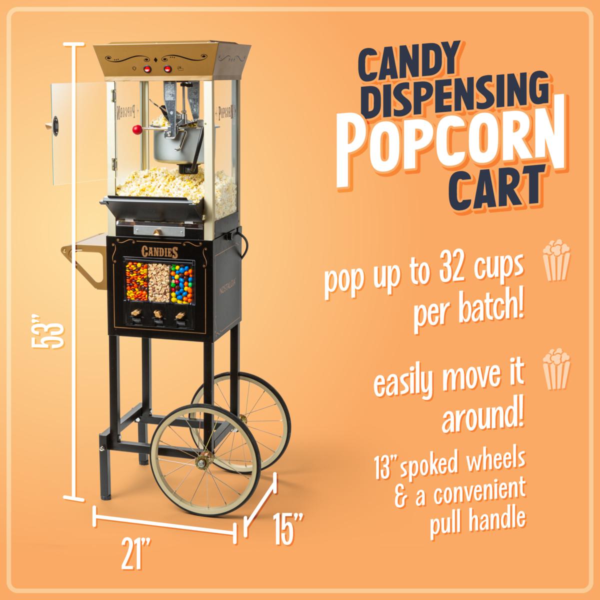 nostalgia popcorn machine with candy dispenser