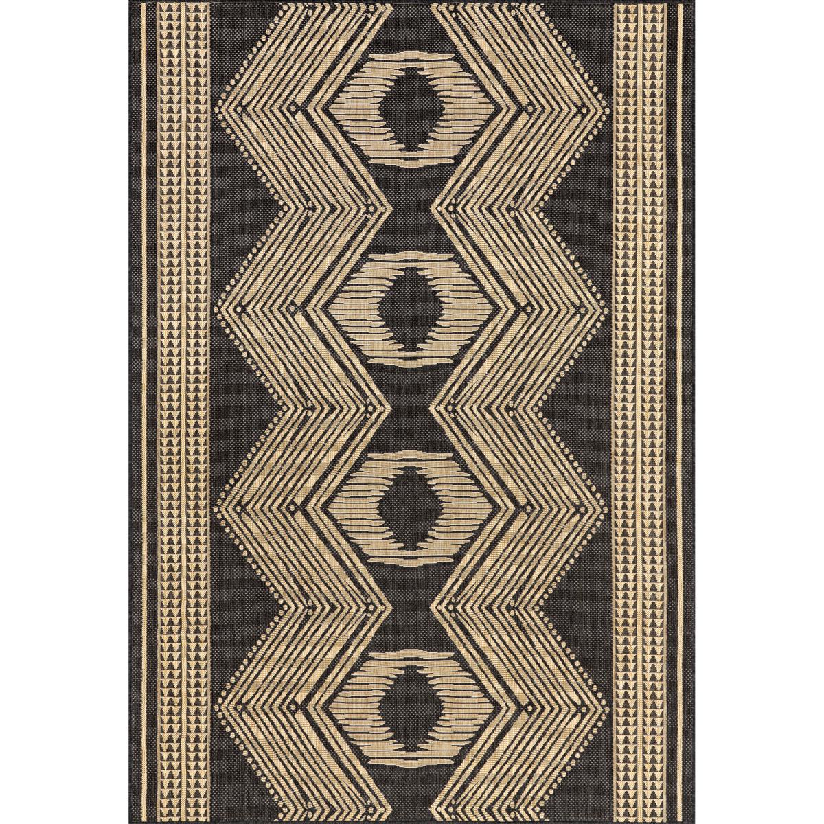 2' X 3' Black Distressed Tribal Scatter Rug