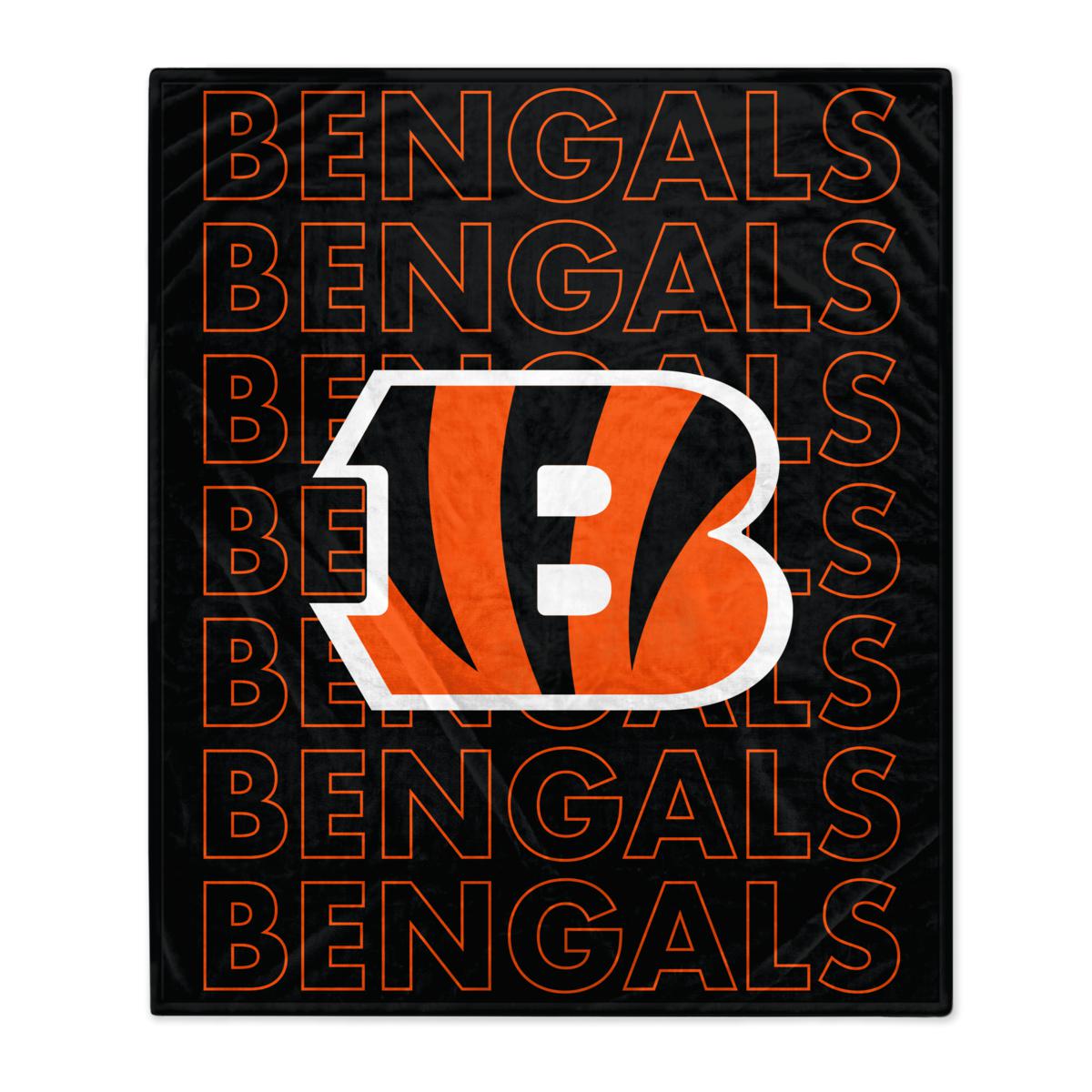 Cincinnati Bengals Pegasus 50 x 60 Plaid Flannel Fleece Sherpa Blanket