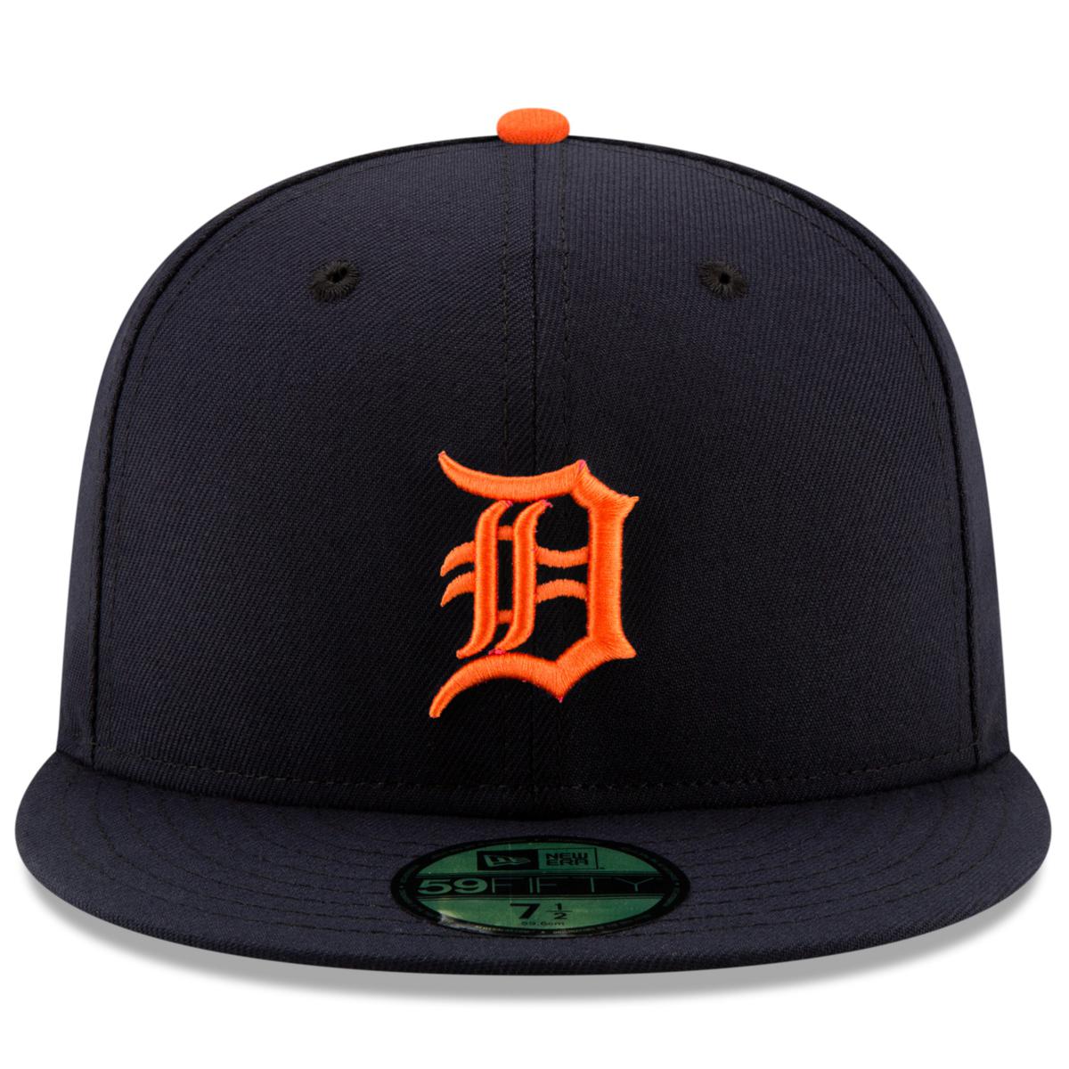 Detroit Tigers Hat Cap Fitted Mens 7 3/8 Blue Orange MLB Baseball