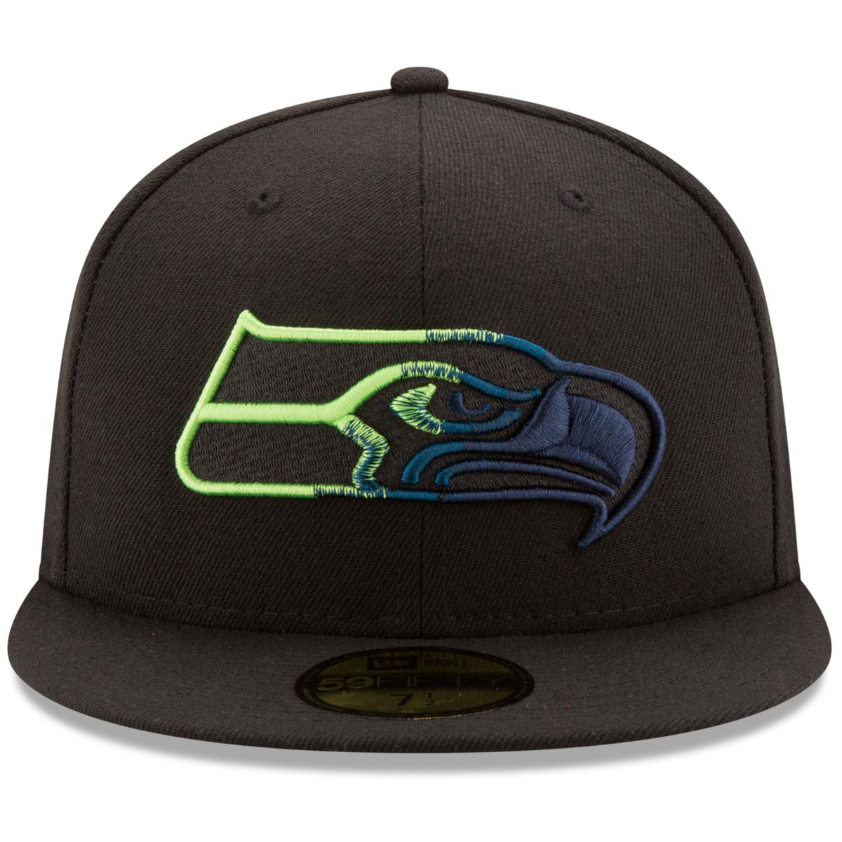 : NFL Seattle Seahawks Black & Gray Basic 5950 Fitted Cap :  Sports Fan Baseball Caps : Sports & Outdoors