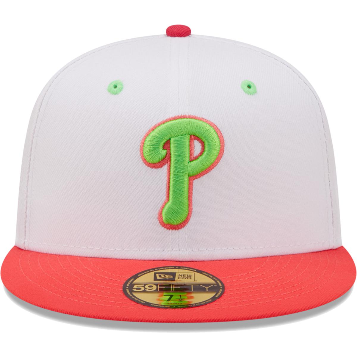 Officially Licensed MLB Men's New Era White Fitted Hat - Phillies