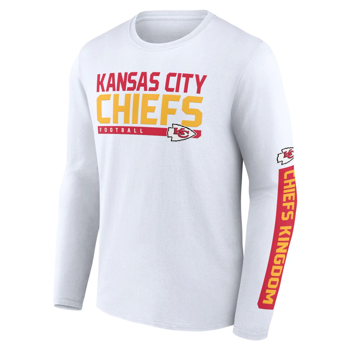 Buy the Mens White KC Chiefs Short Sleeve Crew Neck Pullover T-Shirt Size  Medium