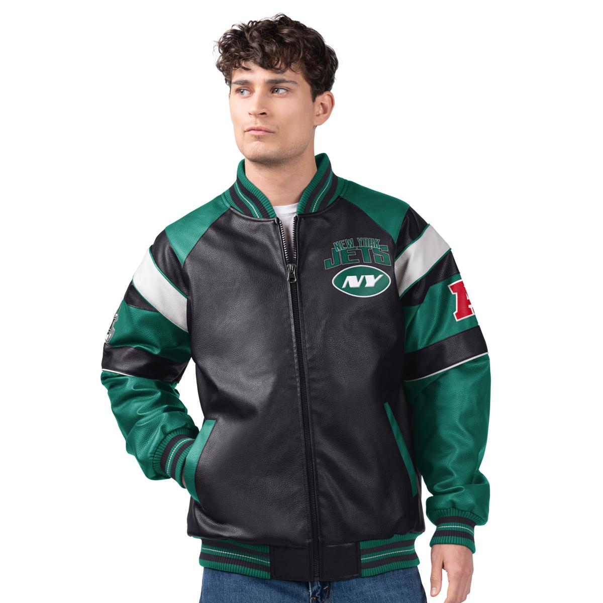 Carl Banks NFL NY JETS high quality leather bomber jacket XXL vintage