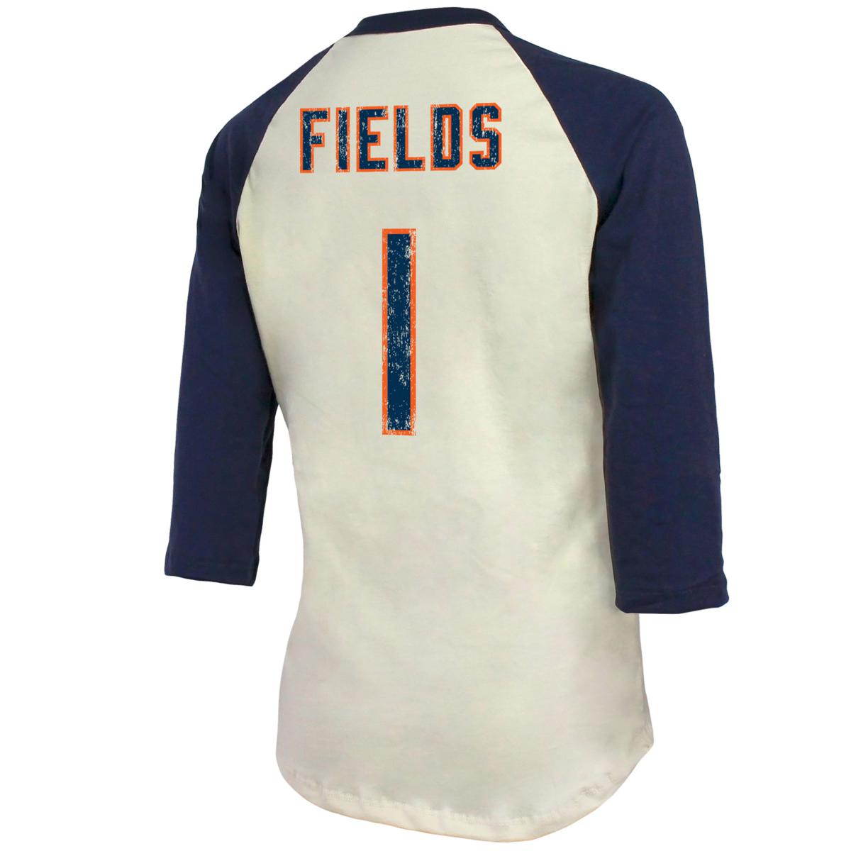 Women's Fanatics Branded Justin Fields White Chicago Bears Player Name & Number V-Neck T-Shirt Size: Small