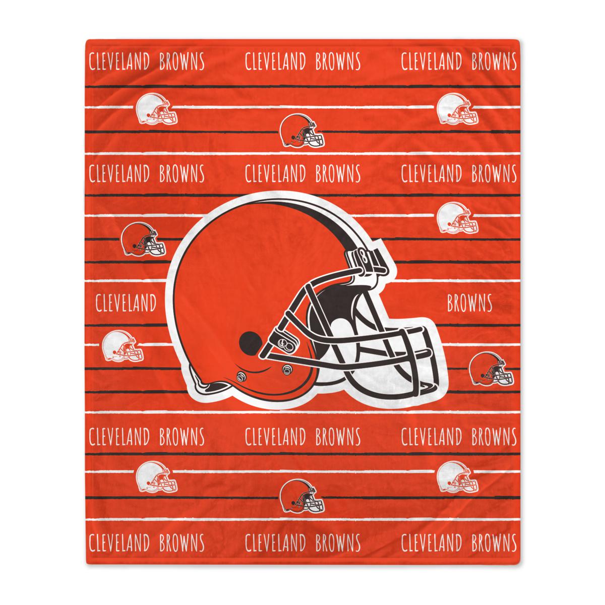 NFL Cleveland Browns Logo Stripe Flannel Fleece Throw Blanket