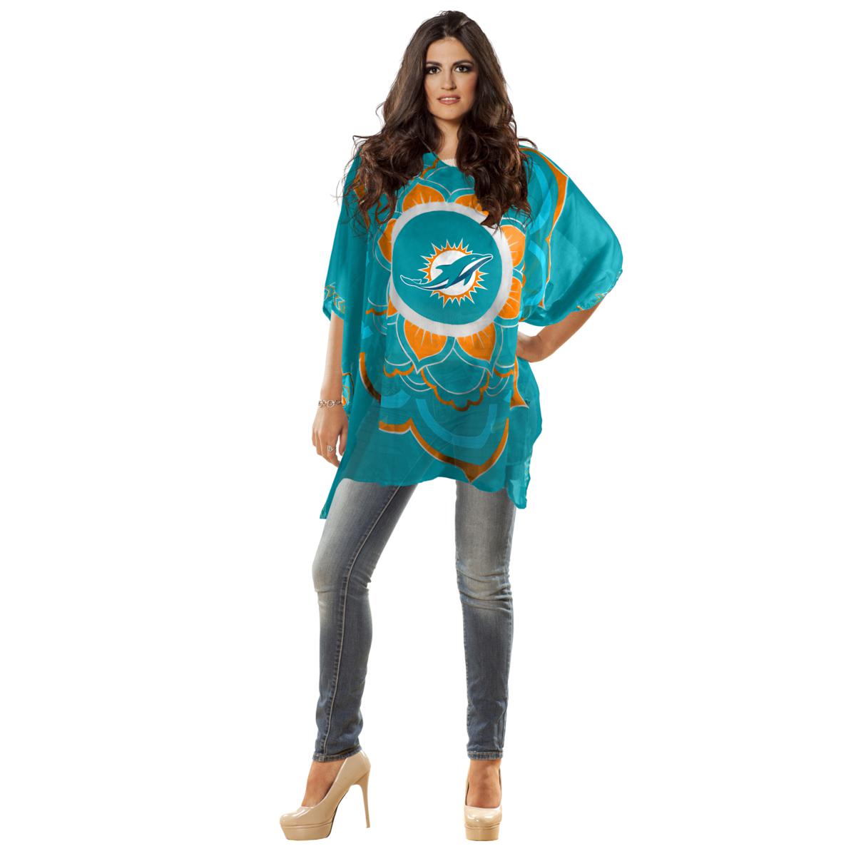 NFL Team Apparel Miami Dolphins Women's Caftan Top One Size