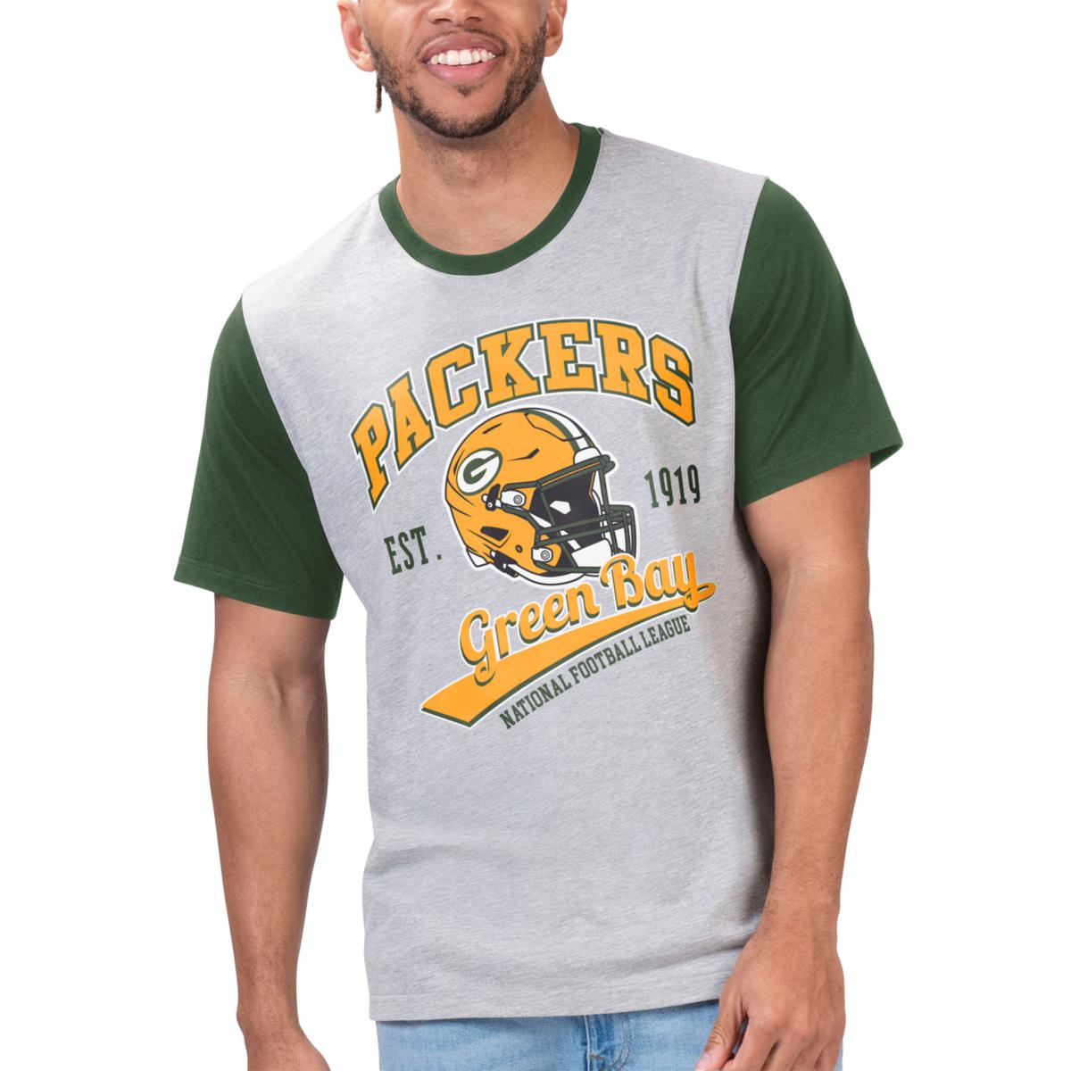 NFL Onfield Apparel Dri-Fit Green Bay Packers Gray Graphic T-Shirt