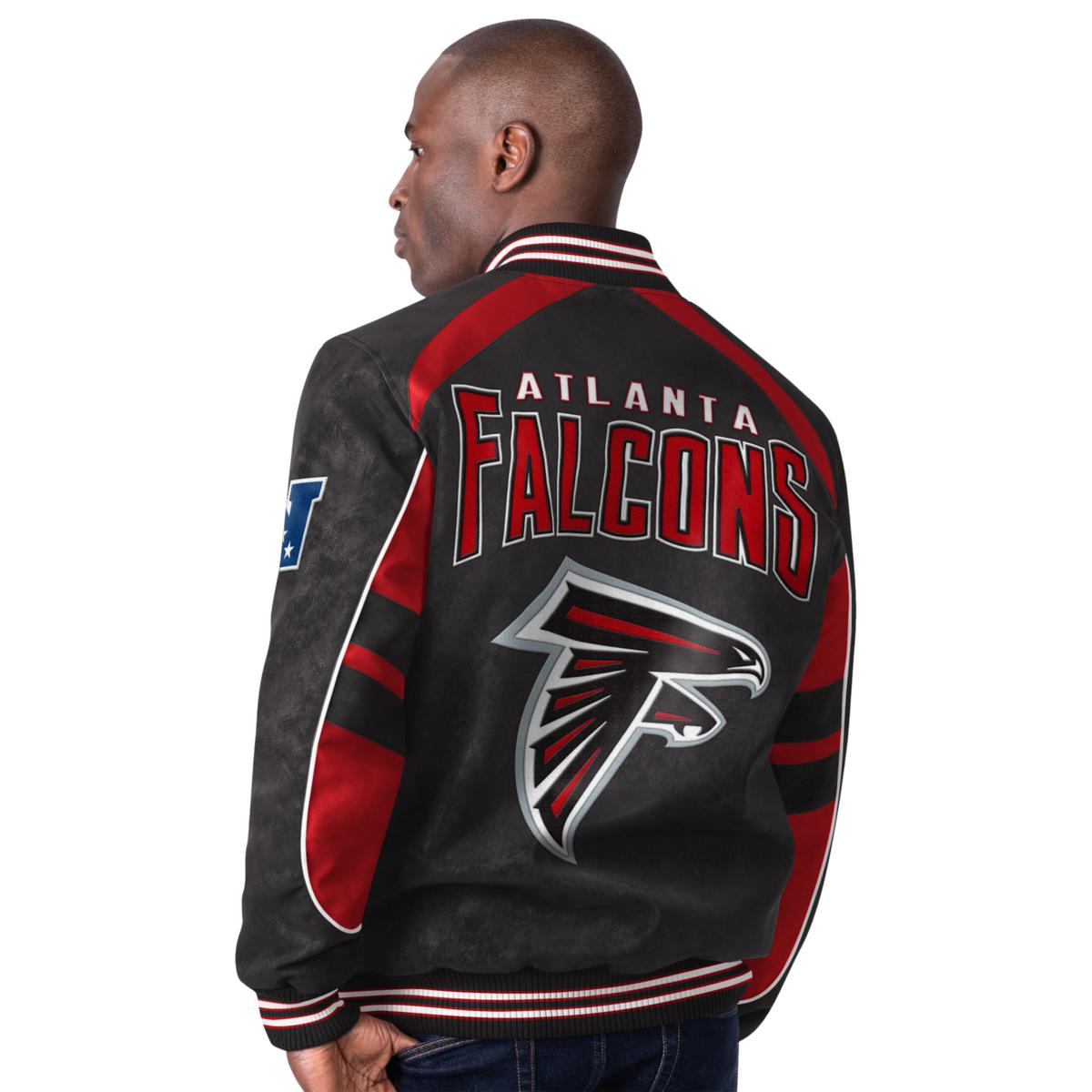 Officially Licensed NFL Men's Faux Suede Full-Zip Jacket by Glll - Falcons