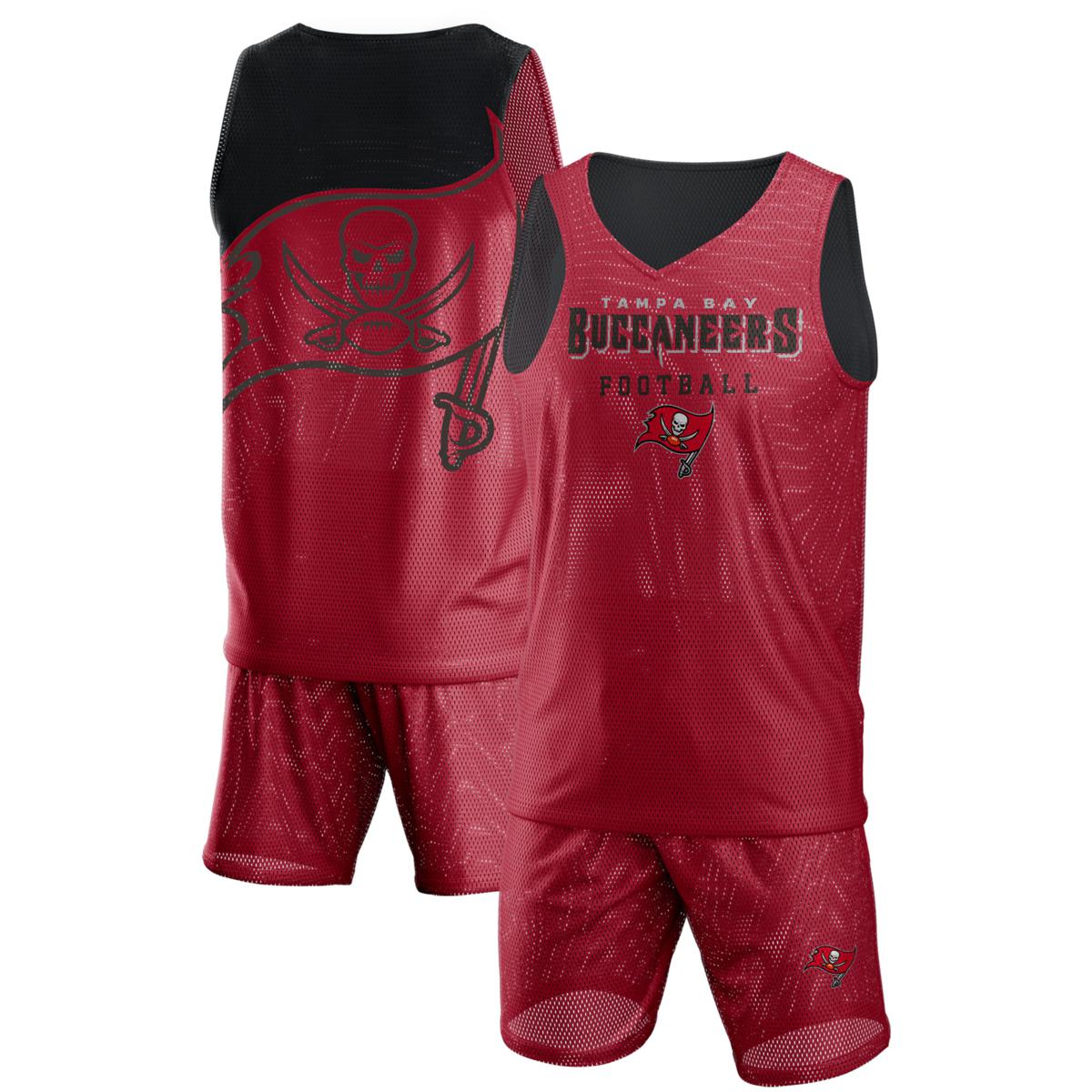 Men's FOCO Red Tampa Bay Buccaneers Colorblock Mesh V-Neck & Shorts Set