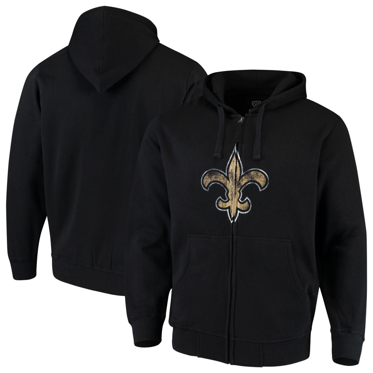 Officially Licensed NFL Men's New Orleans Saints Black Full-Zip Hoodie