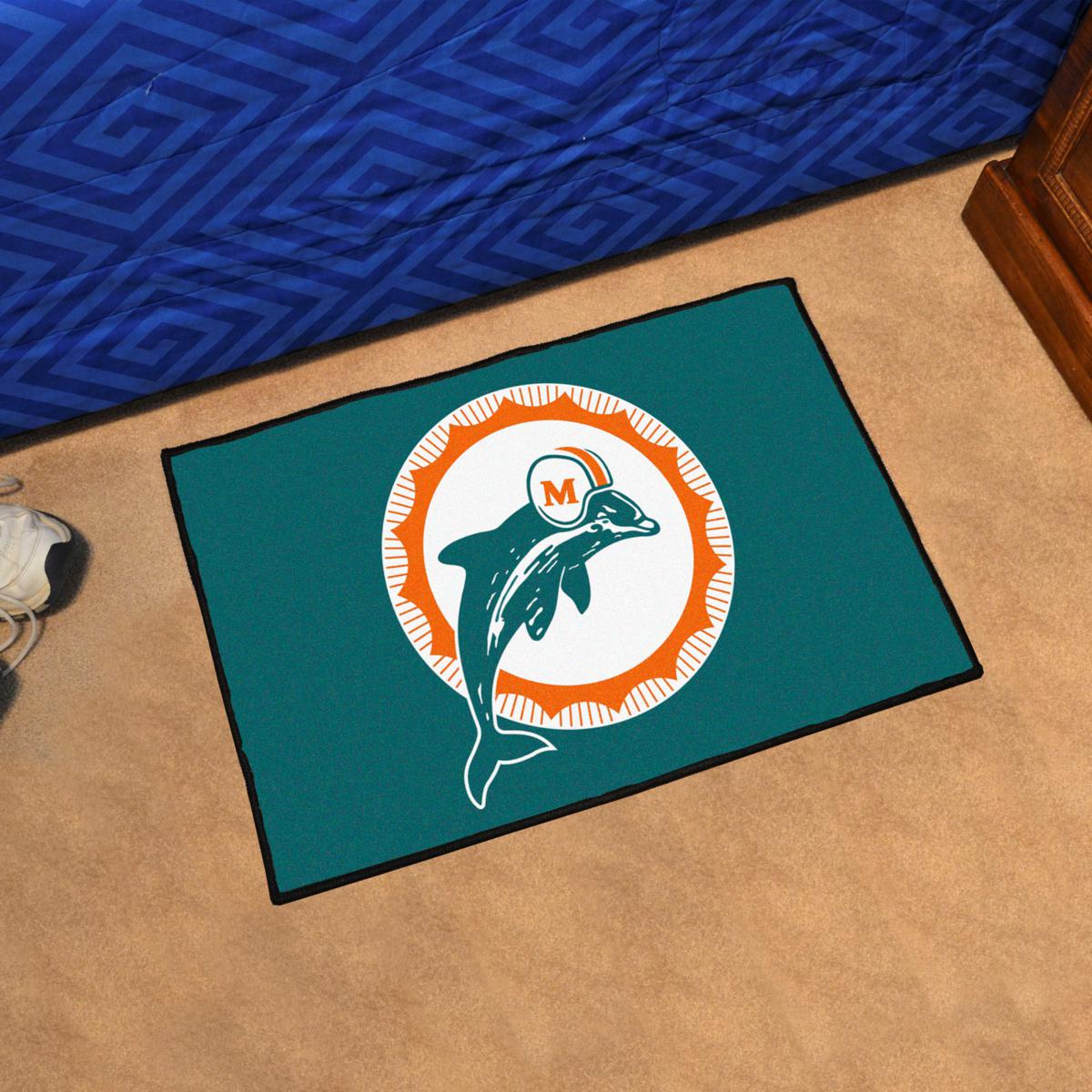 FANMATS Teal 2 ft. 3 in. Round Miami Dolphins Vintage Area Rug