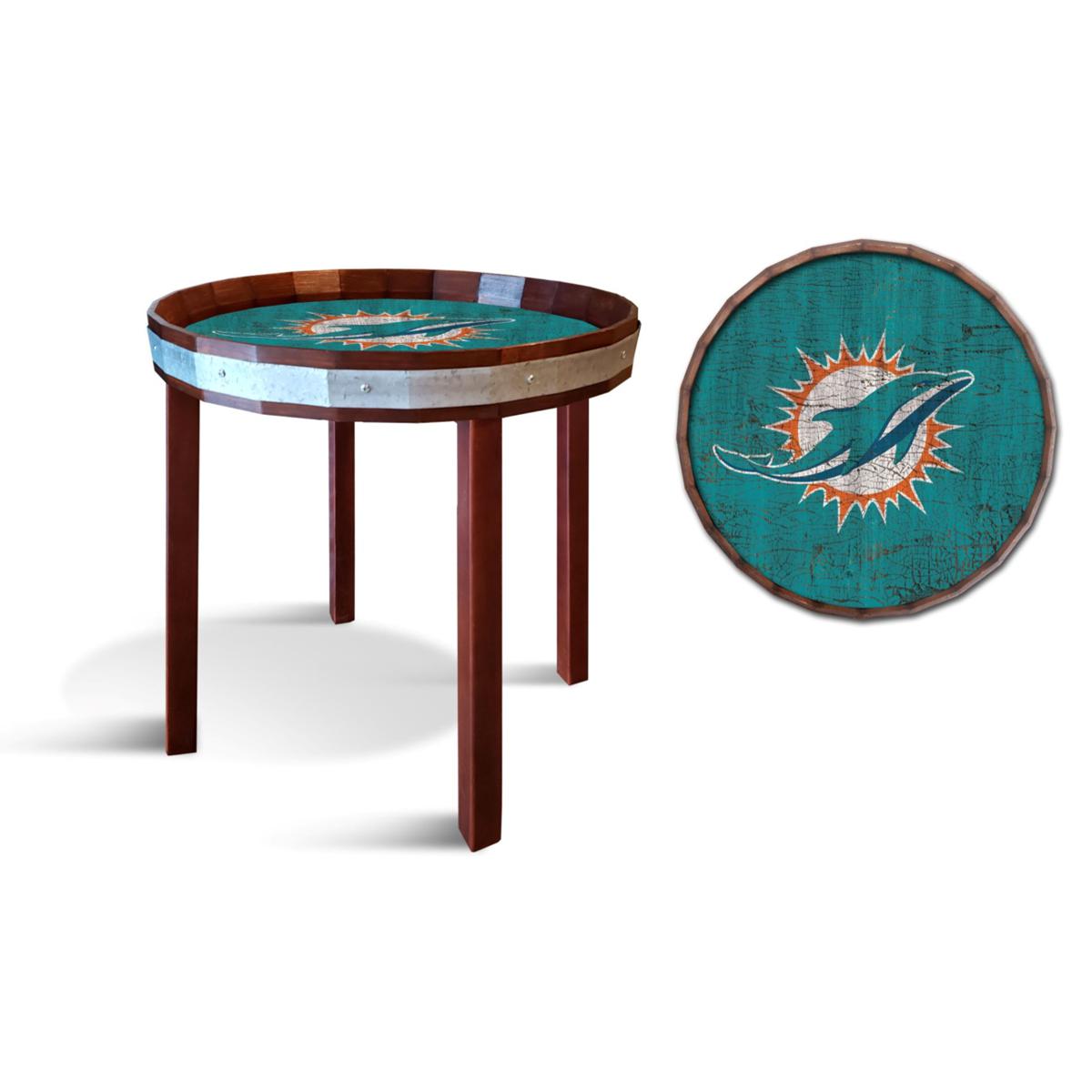 Officially Licensed NFL Miami Dolphins 24' Barrel Top Side Table