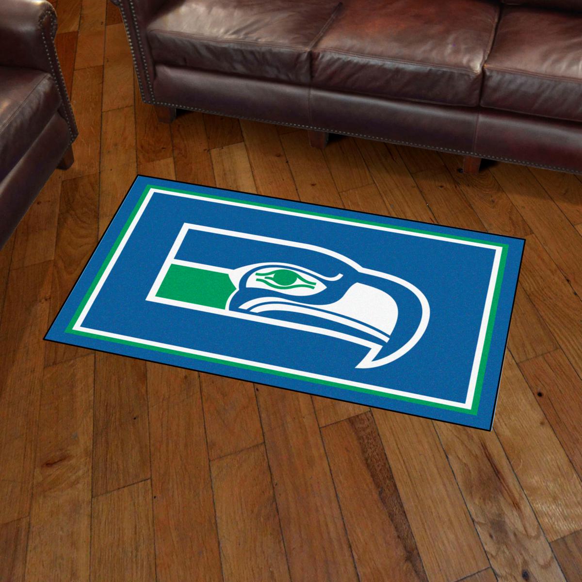 Officially Licensed NFL Seattle Seahawks Plush Rug w/Vintage Logo