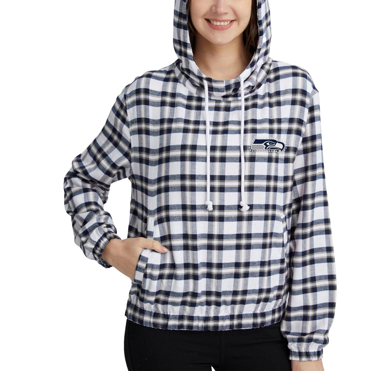 Football Fan Shop Officially Licensed NFL Sienna Plaid Flannel Hoodie by Concepts Sport - Seahawks