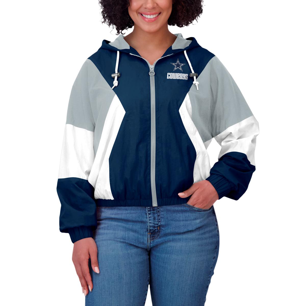 Officially Licensed NFL Wear Color Block Windbreaker Jacket Cowboys