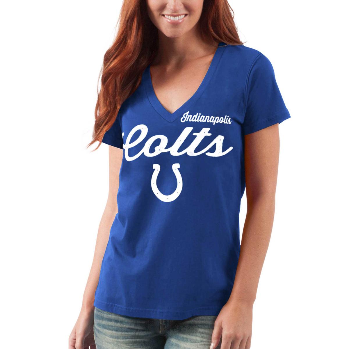 Indianapolis Colts Womens Long Sleeve Dress V-Neck T-shirt Dress Loose  Sundress