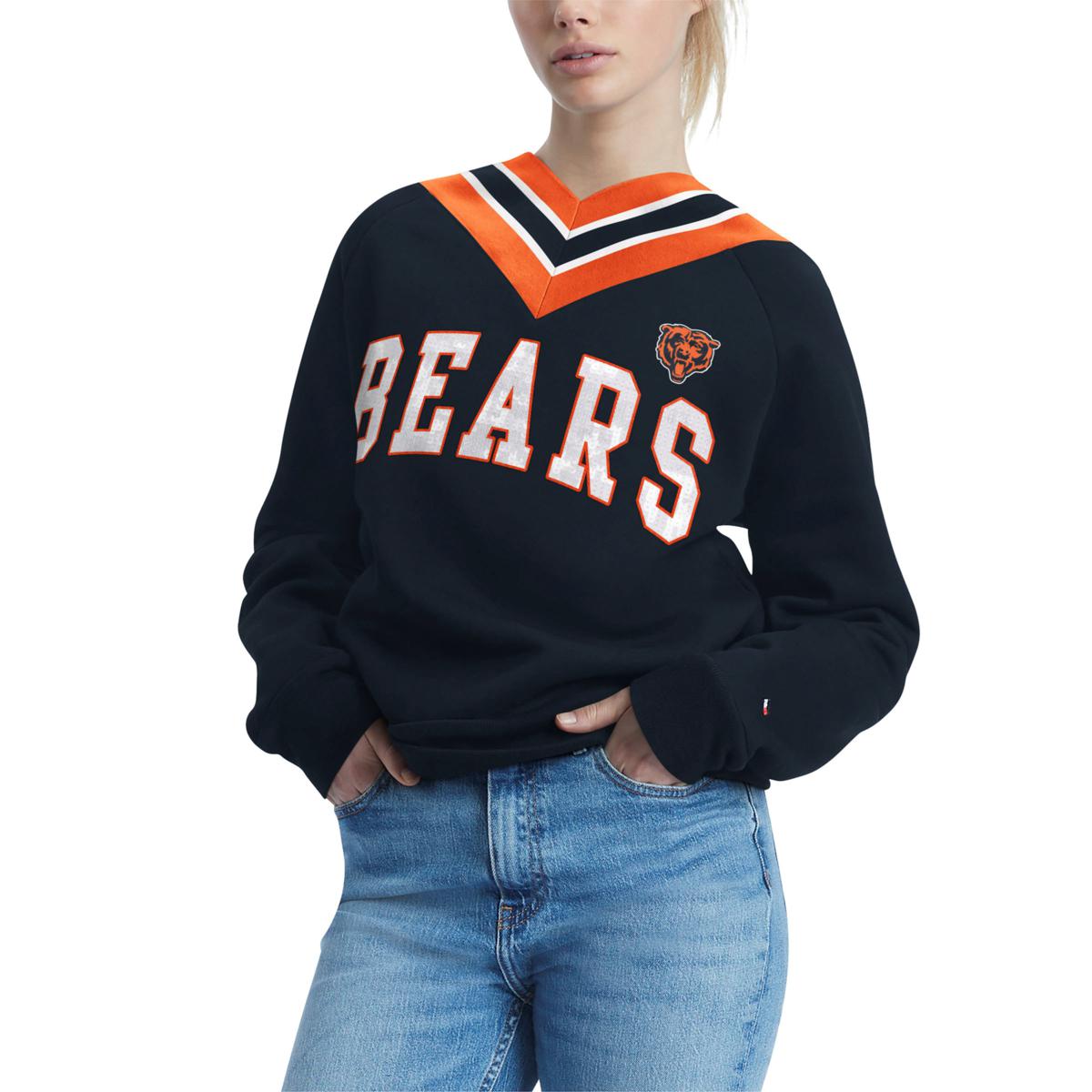 Women's Tommy Hilfiger Cream/Navy Chicago Bears Harriet Pullover Hoodie Size: Small