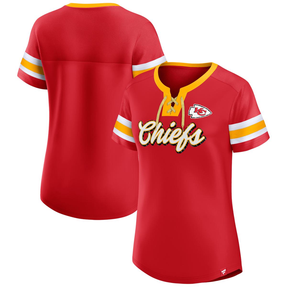 Nfl Kansas City Chiefs Women's Authentic Mesh Short Sleeve Lace Up