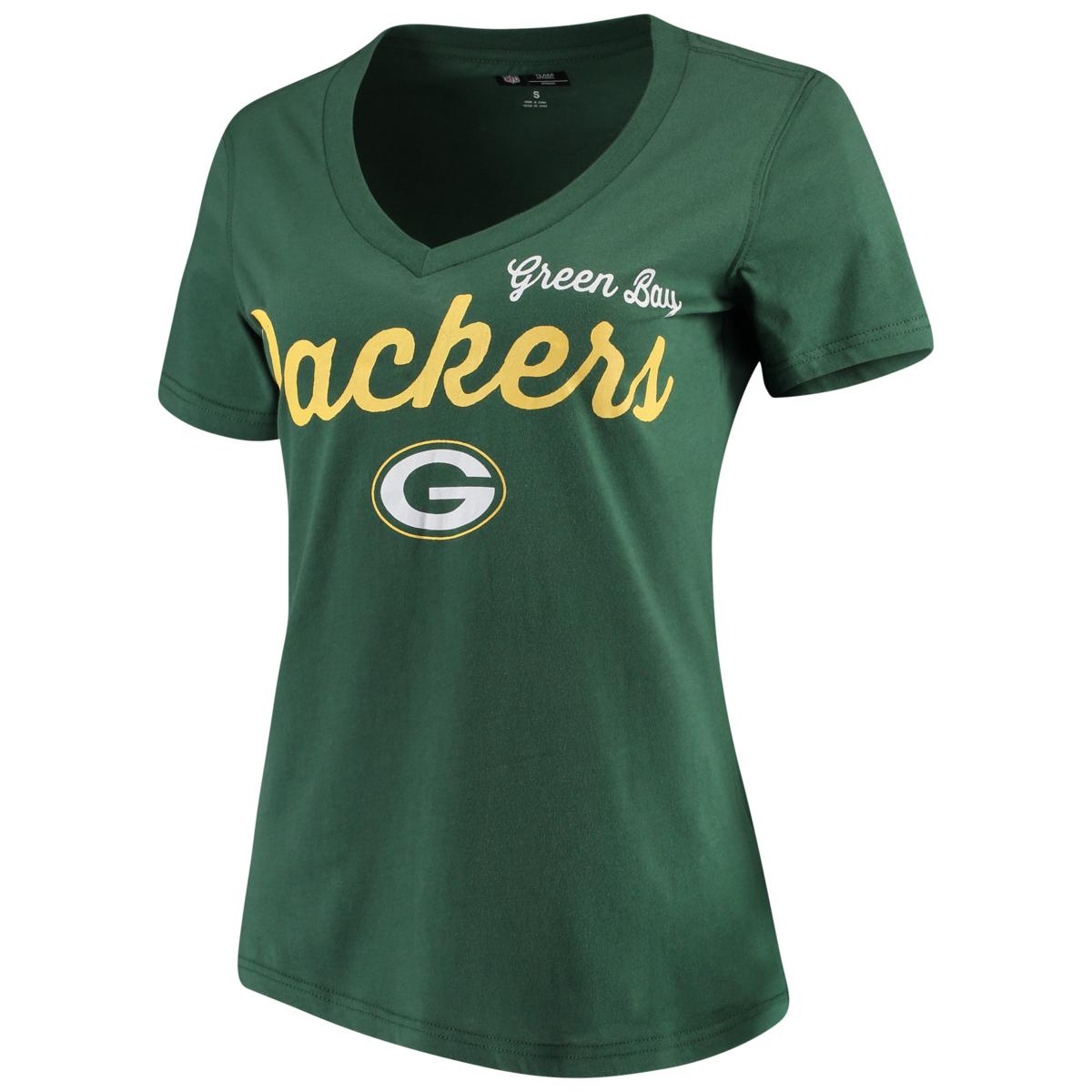 G-III 4Her by Carl Banks Green Bay Packers Women's Green Post Season V-Neck T-Shirt