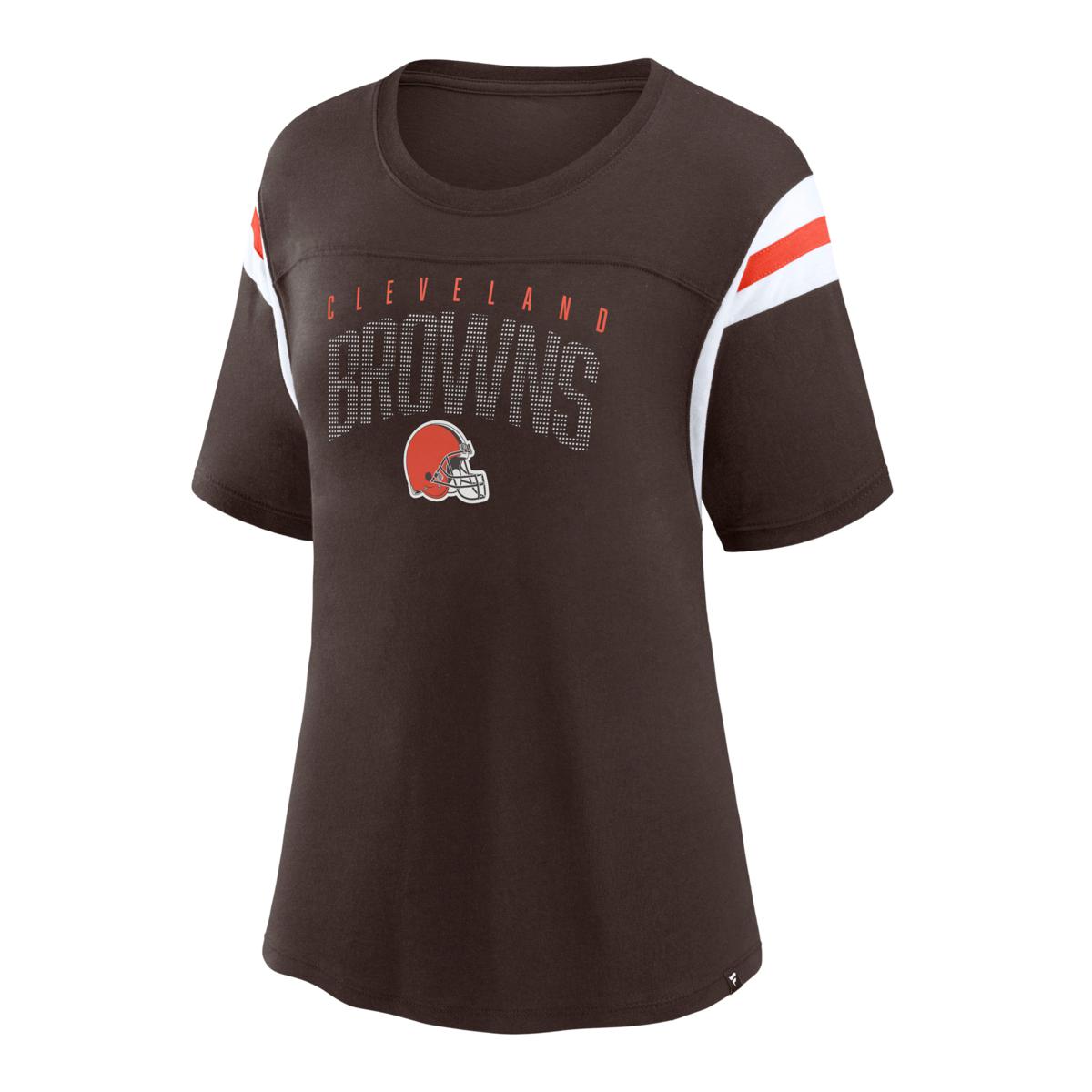 Officially Licensed NFL Women's Rhinestone Tee - Browns