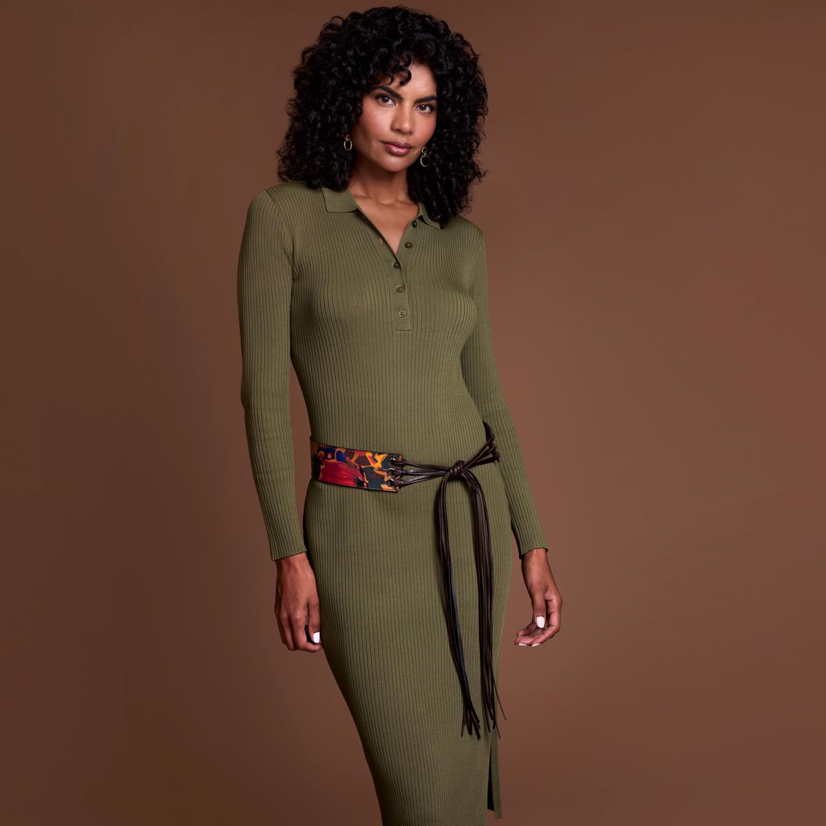 Patricia Nash Autum Croco Calvera Leather Tie Belt - Plus 2X Ostrich Print Croco Embossed Western Tabs Belt | Stetson main image 3