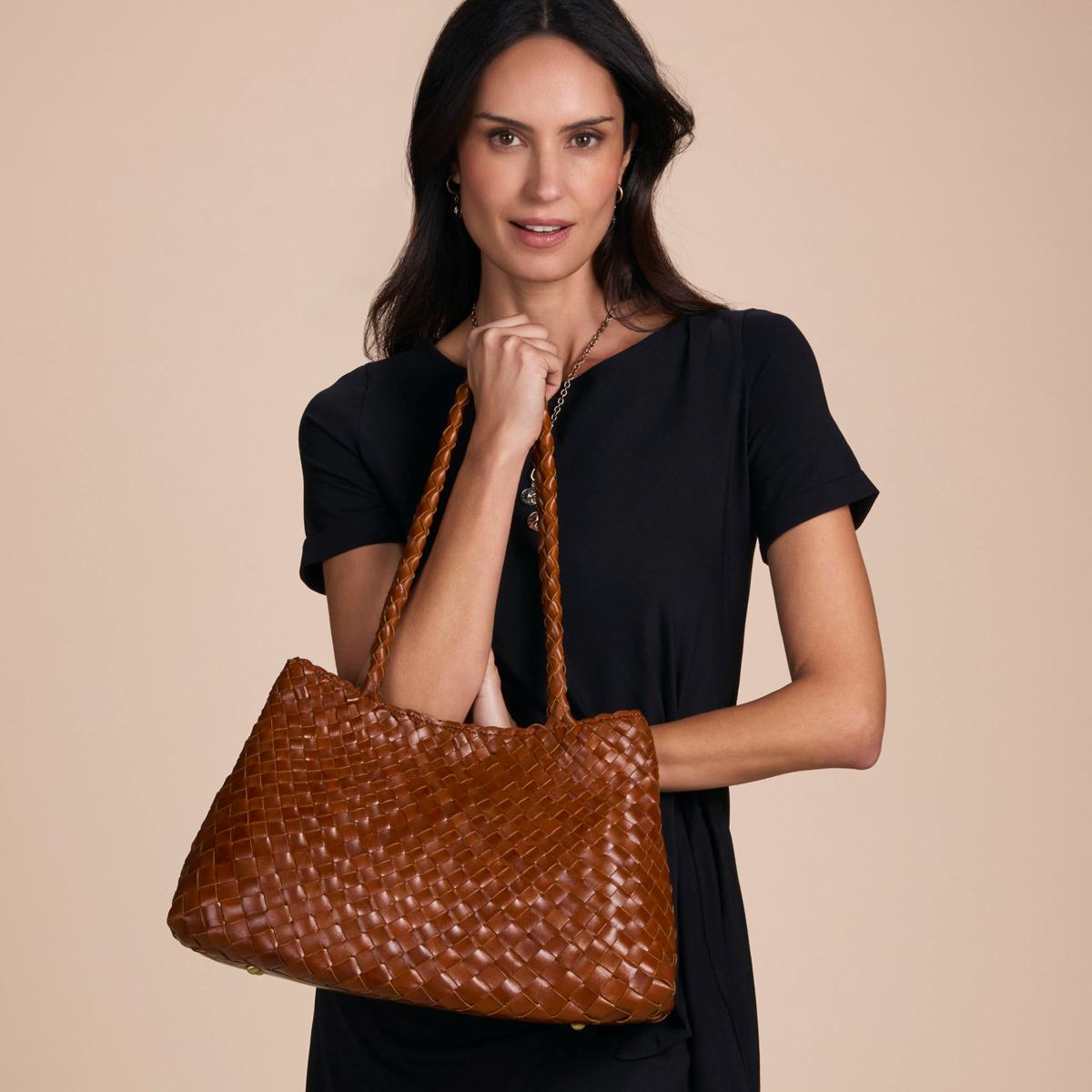 Patricia Nash Cheri Woven Leather Satchel Handbag | HSN