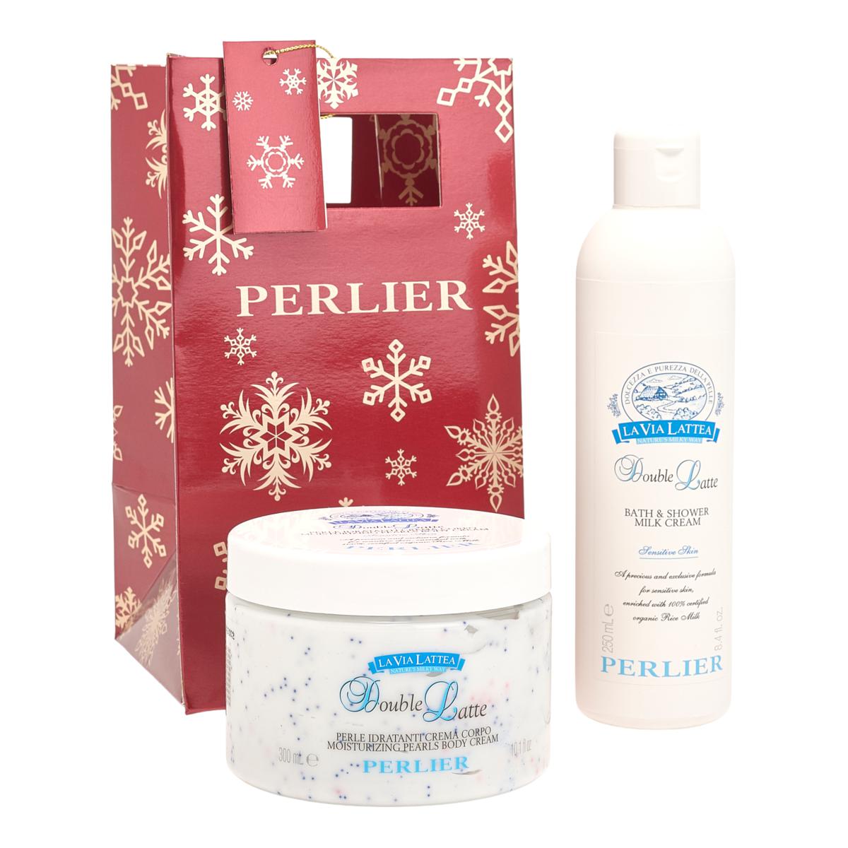 Perlier Body Cream and Bath Cream with Gift Bag - Double Latte | HSN