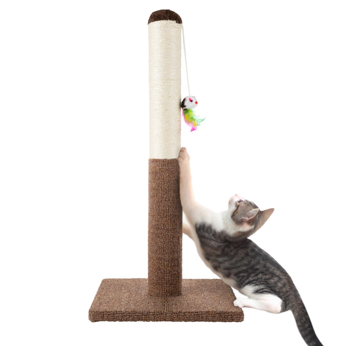 Pet Adobe Tall Cat Scratching Post with Toy - Tan - 20341481 | HSN