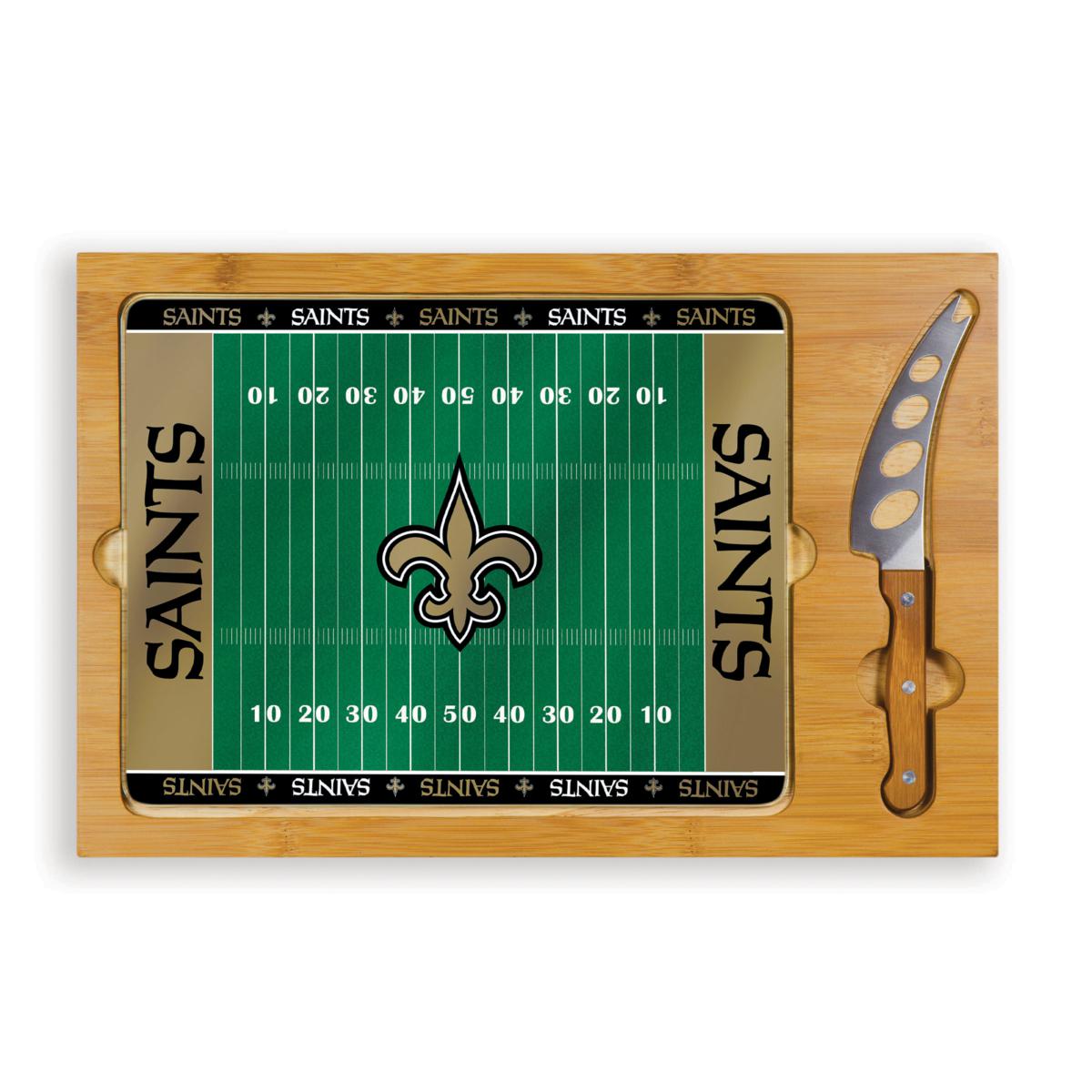 New Orleans Saints Bamboo Cutting & Serving Board with Utensils Set