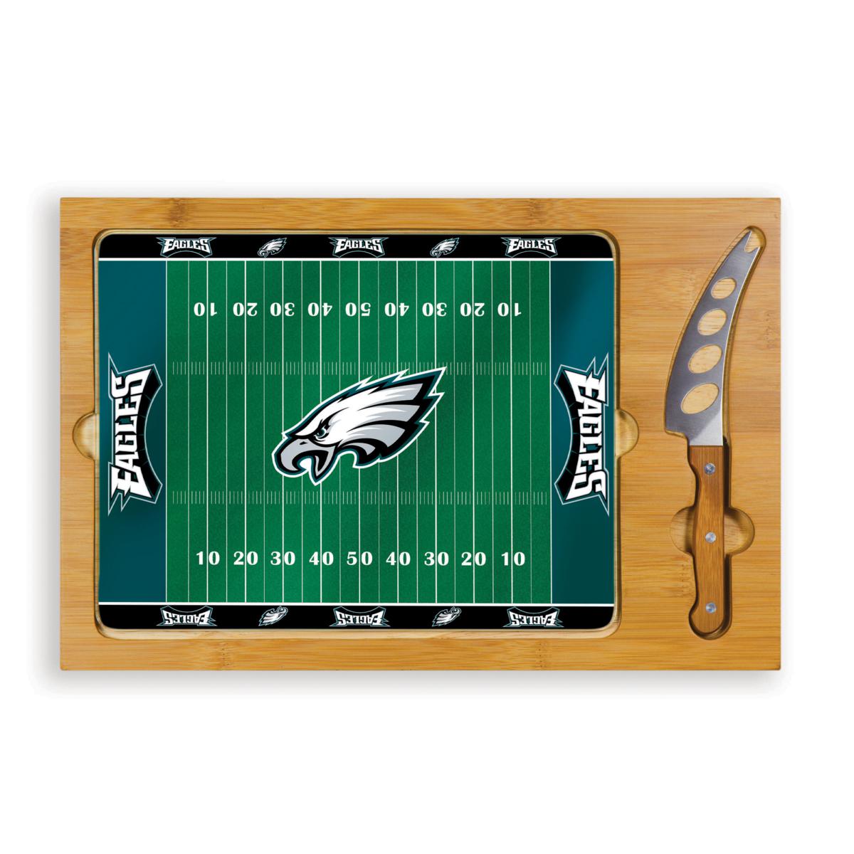 Picnic Time Philadelphia Eagles Glass Top Cheese Board and Knife Set