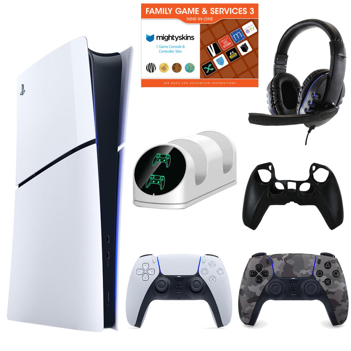 PS5 Slim Console w/DualSense Controller, Accessories & Combo Voucher