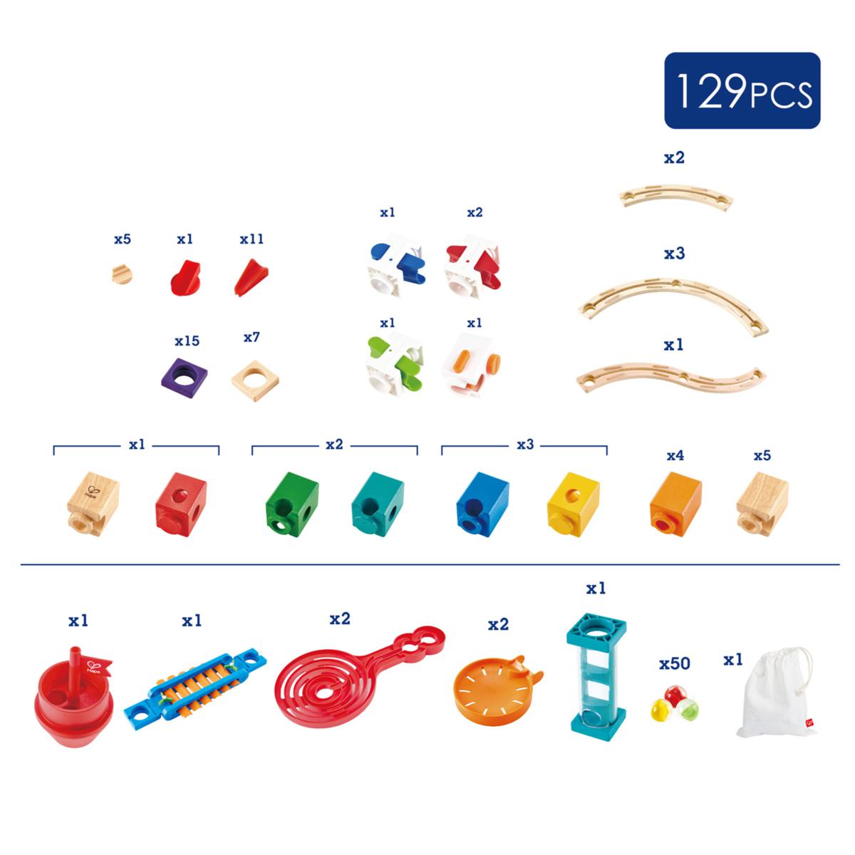 Quadrilla Super Spiral Wooden Marble Run 101 Piece Construction
