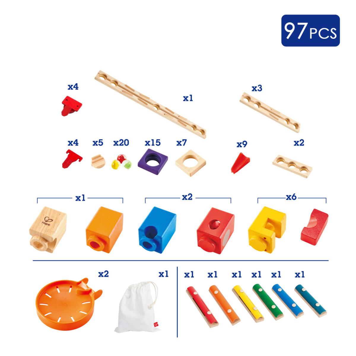 runaページ Quadrilla Wooden Marble Run Cyclone Hape “Race-Finish” Set