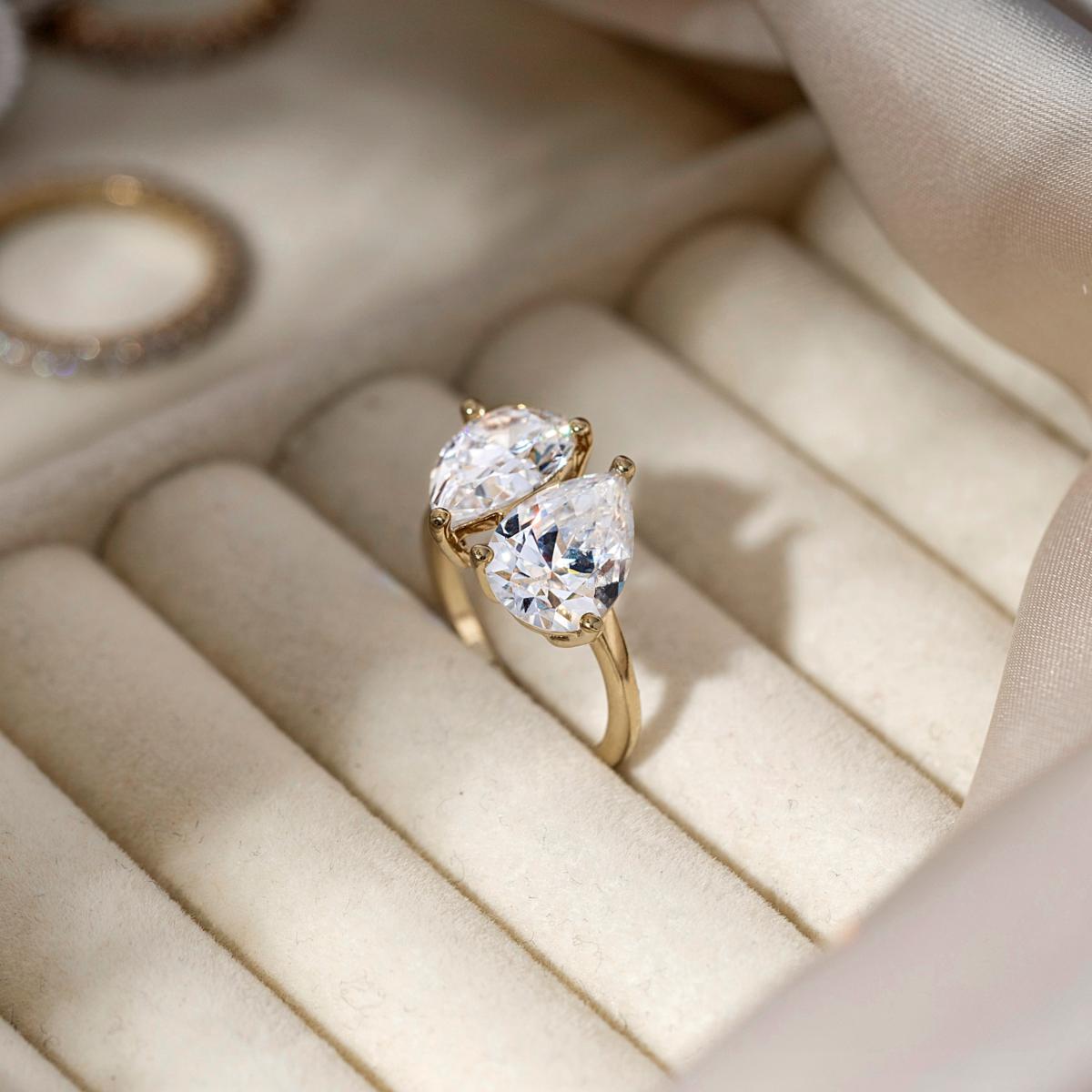 Radiance by Absolute 13.95ctw Pear Cut Toi et Moi Ring