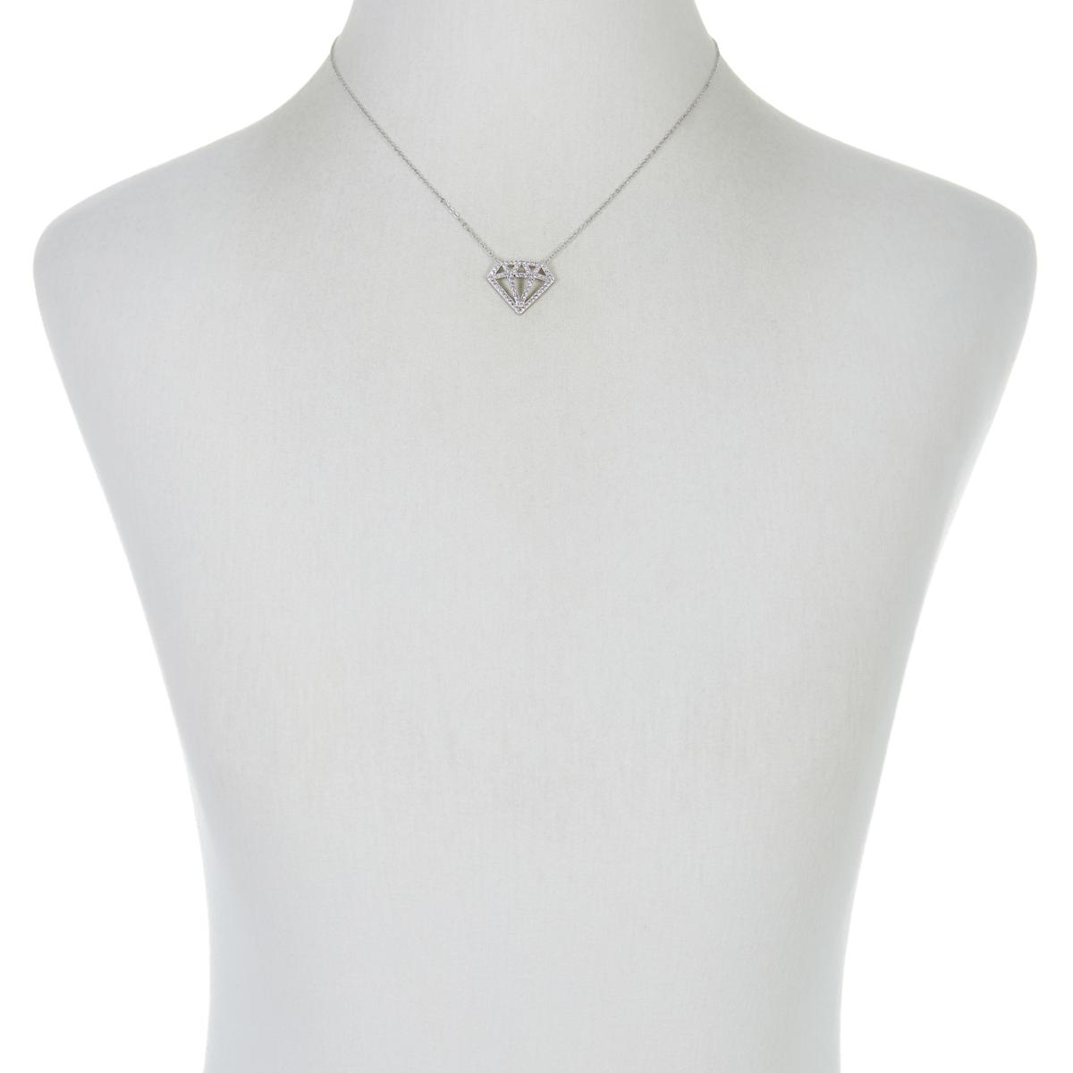 Row diamond V-shaped sterling silver necklace  Features. Light luxury.  Texture - Shop Isha Jewelry Necklaces - Pinkoi