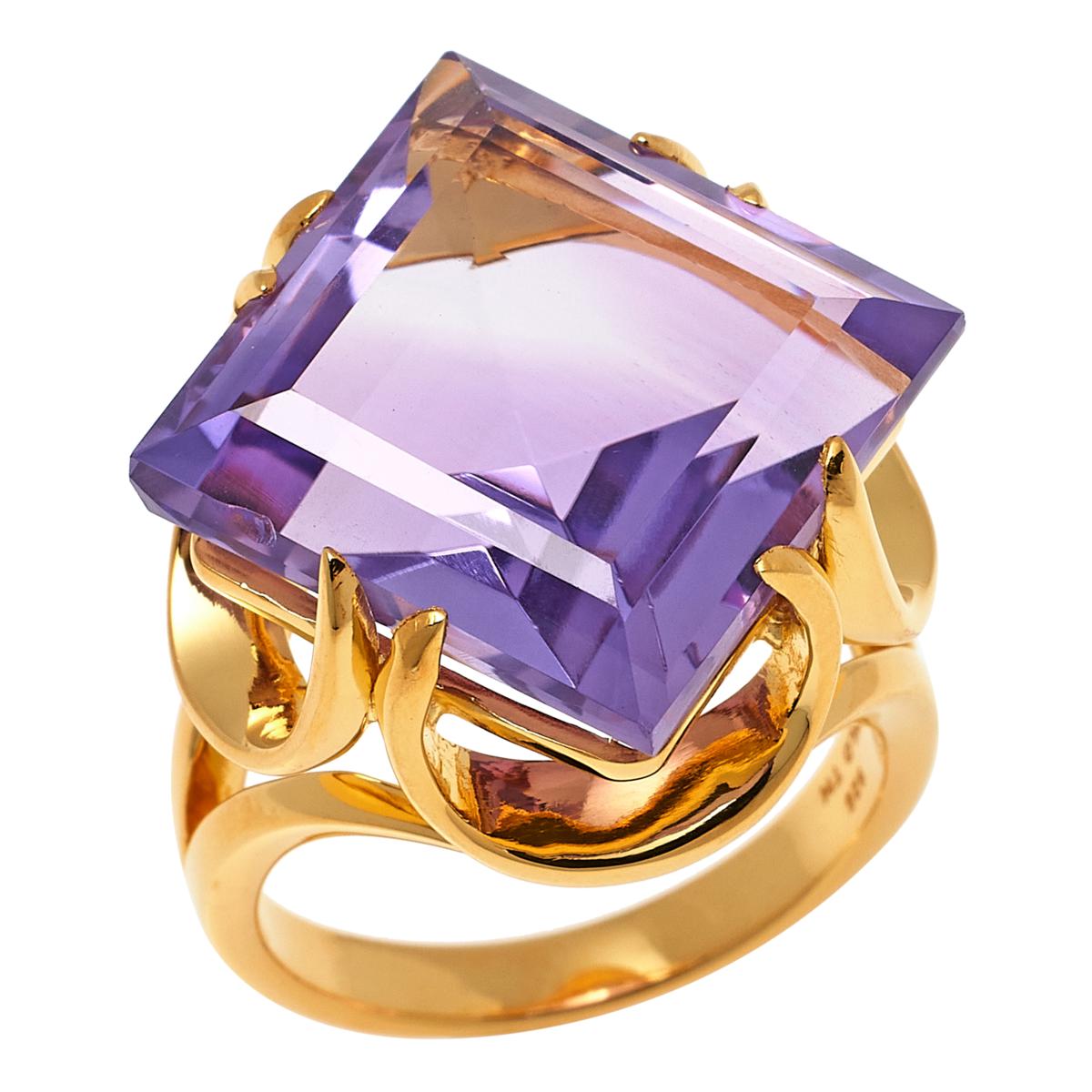 Rarities Gold Plated Faceted Square Gemstone Ring 21159515 HSN