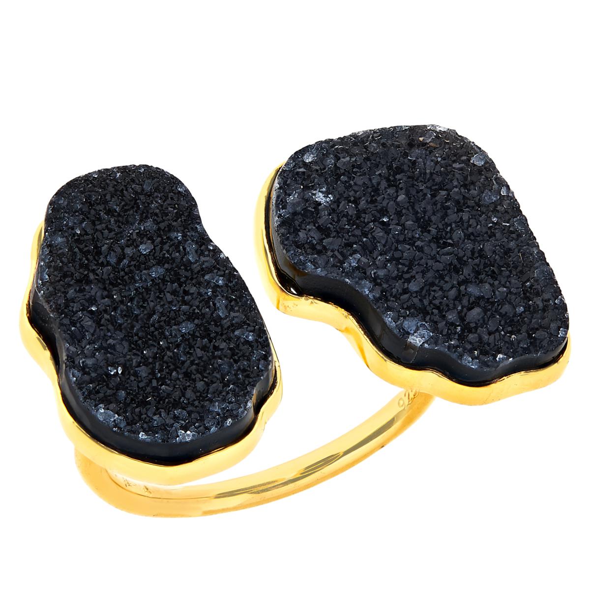 Rarities Gold-Plated Gemstone Raw Freeform Cuff Ring