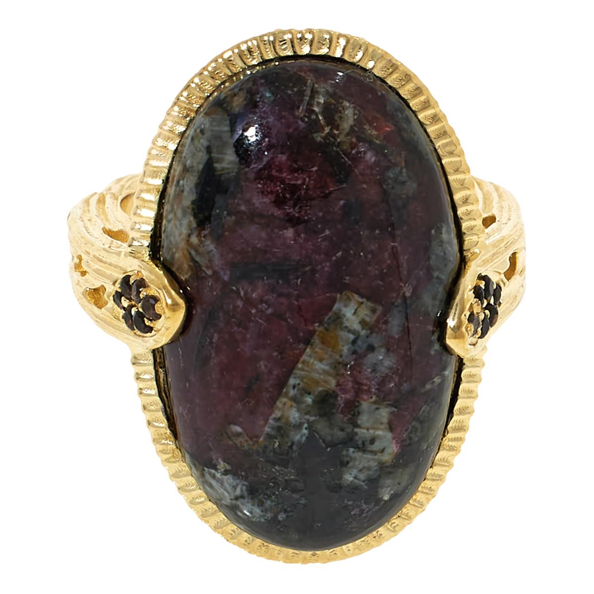 Rarities Gold-Plated Oval Gemstone and Smoky Quartz Ring - 21035732 | HSN