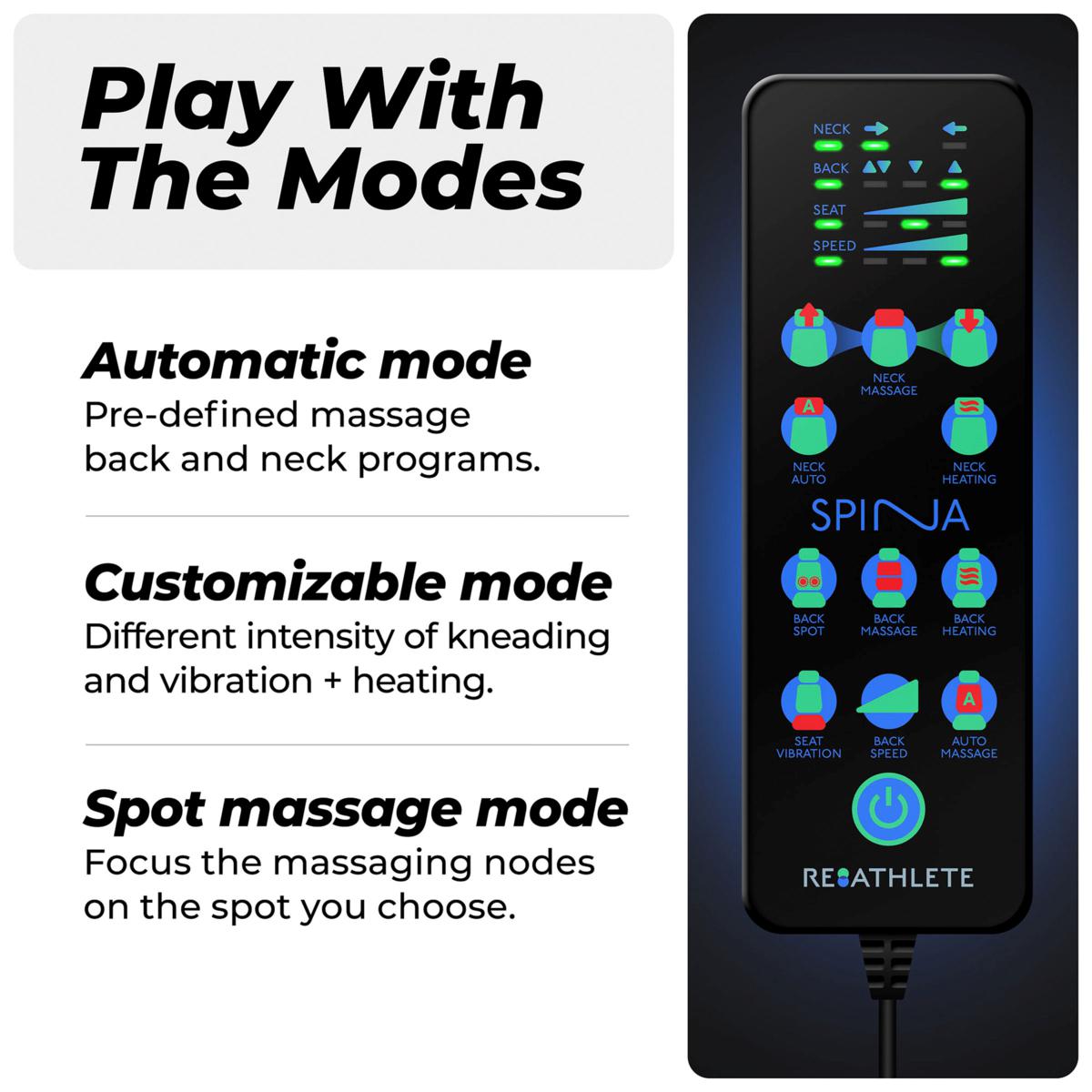 Reathlete Spina Shiatsu Massage Chair Cushion With Triple-action