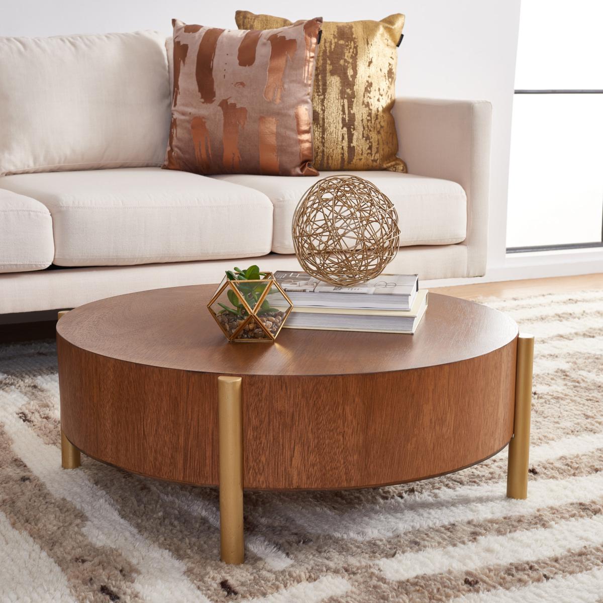 Safavieh round wood coffee table discount