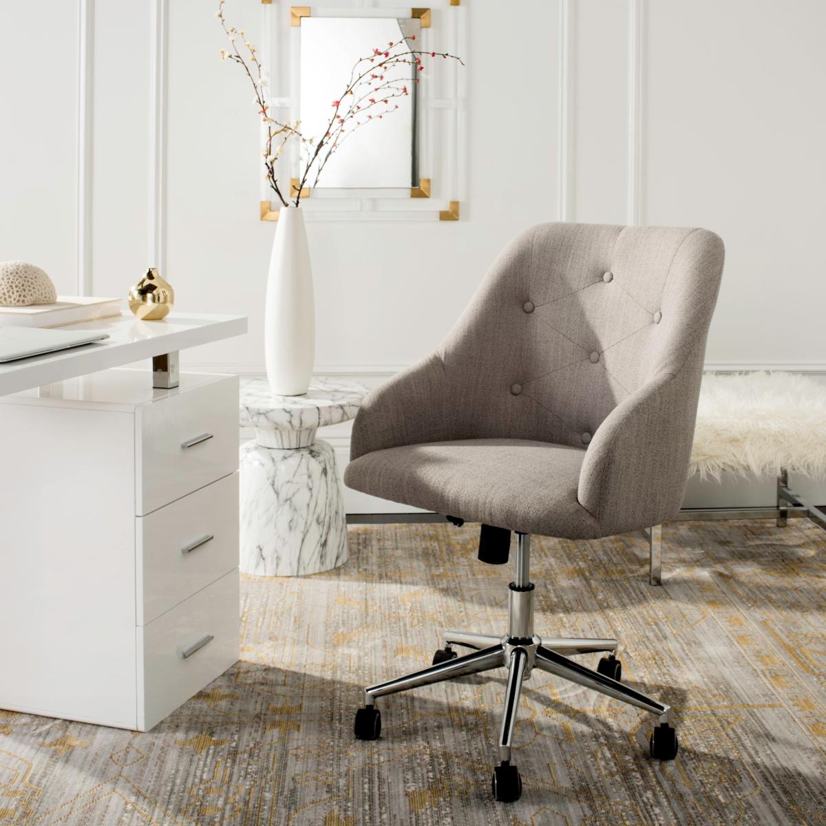 safavieh ian linen chrome leg swivel office chair