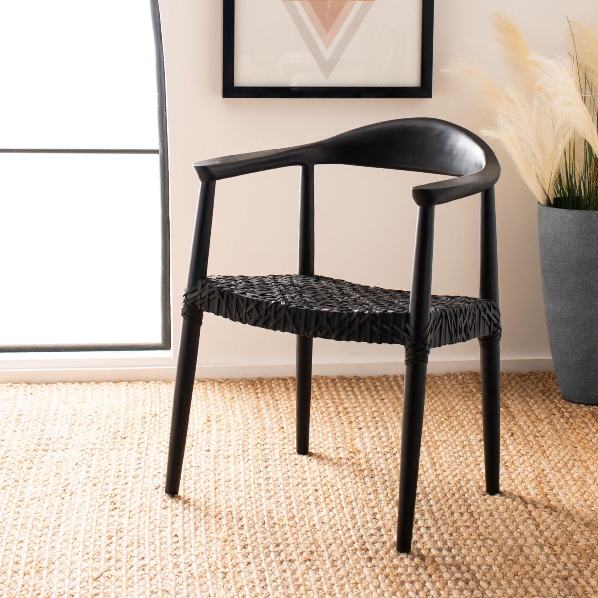 juneau leather woven accent chair