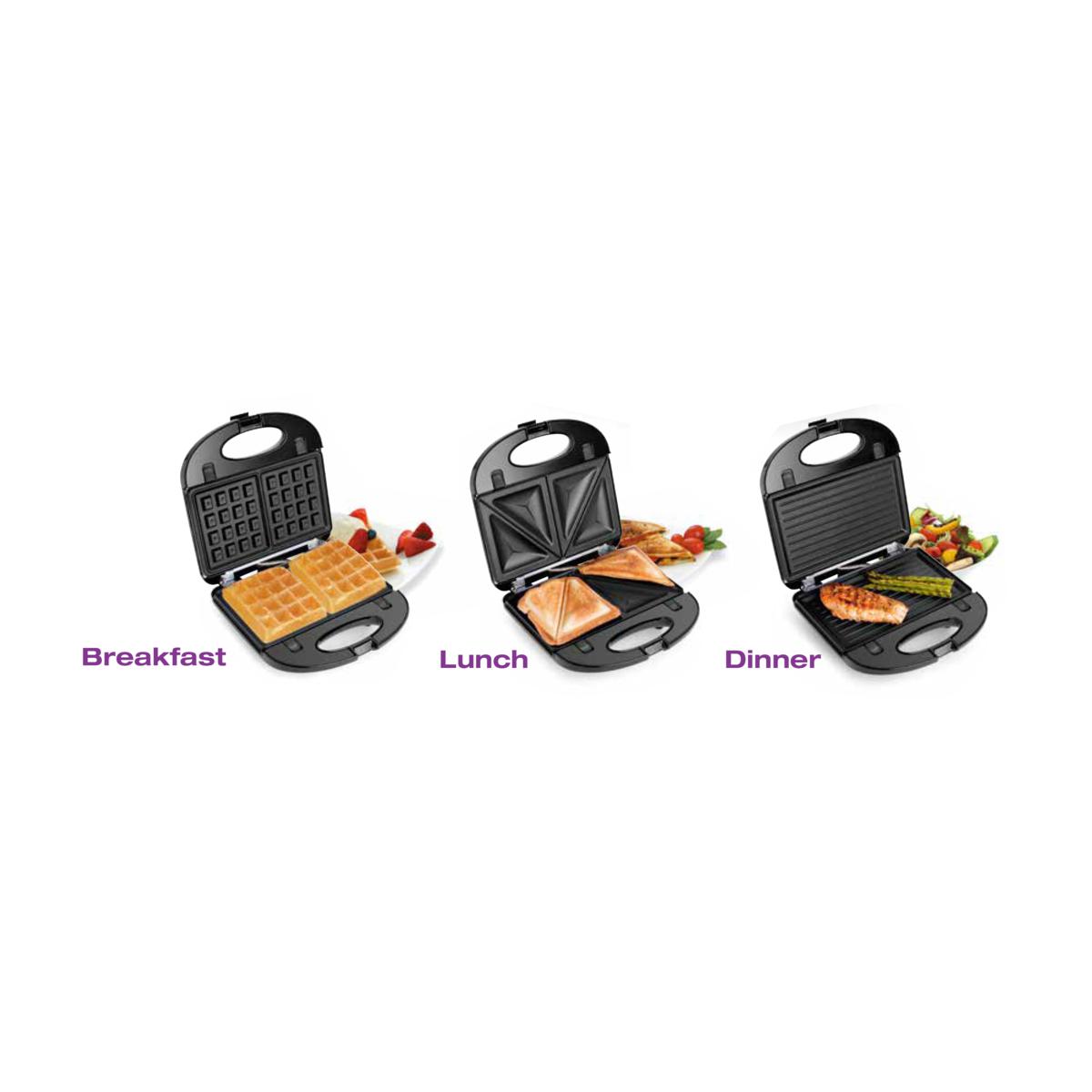 3 in 1 Grill, Waffle & Omelette Maker, GRSM3E