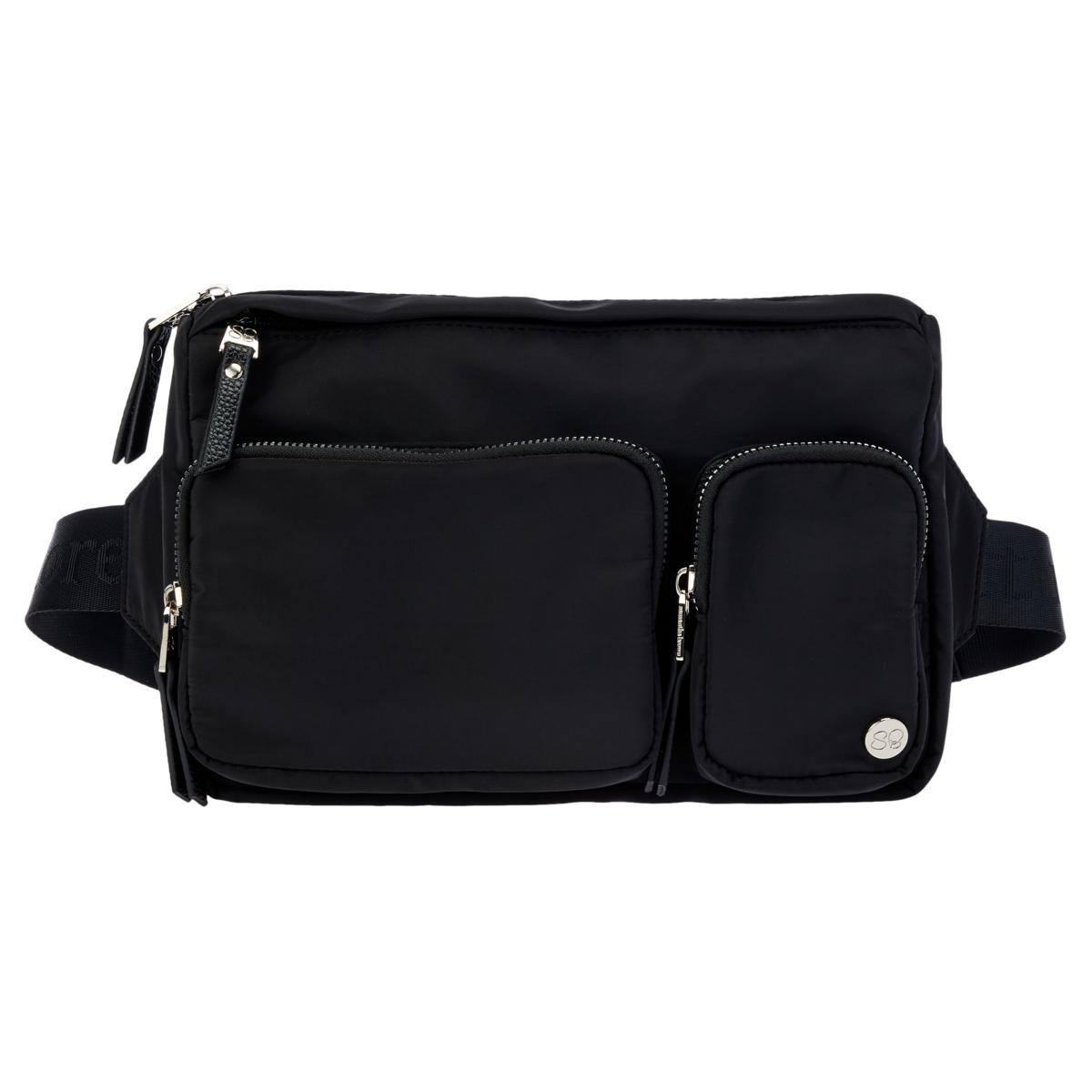 UTO Fanny-Pack-for-Women-Leather Vegan Waist Bag Pearl Chain Lightweight  Chest Pack Shoulder Purse Black