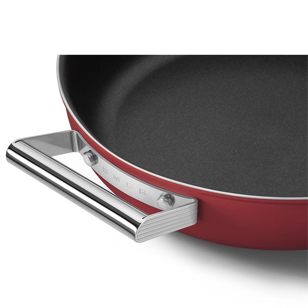 Smeg Cookware 11-Inch-Deep Pan with Lid - Red