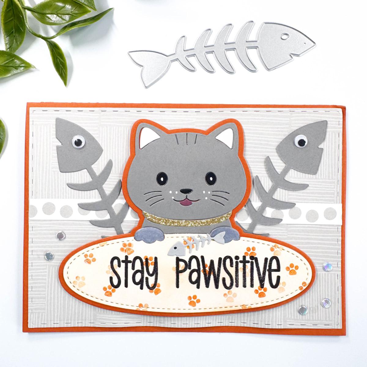 Stamps of Life Cat-Design Fold-It Card Stamp and Die Set