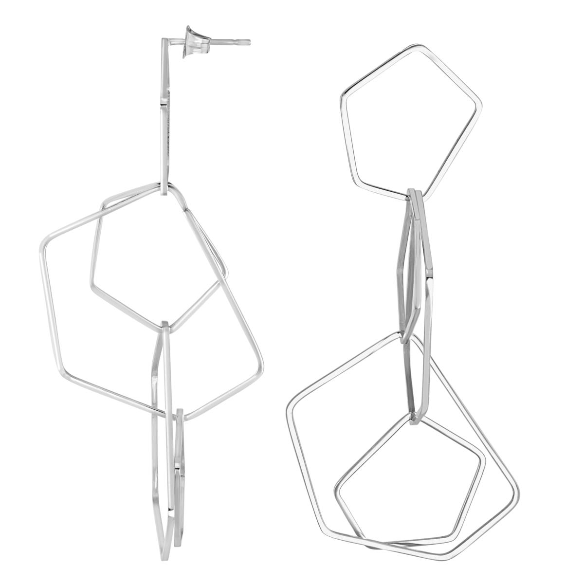 Stately Steel Pentagon Dangle Earrings